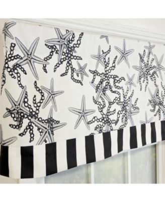 Reef Banded Valance Collection - 100% Cotton Window Treatment 50" x 16"  Black