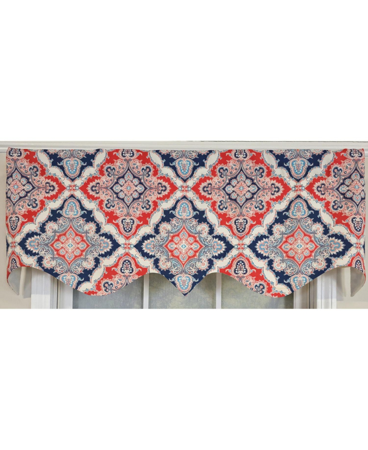 Rlf Home 100% Cotton Coventry Regal Fully lined Windows Rod Pocket Valance 50" x 17" Navy