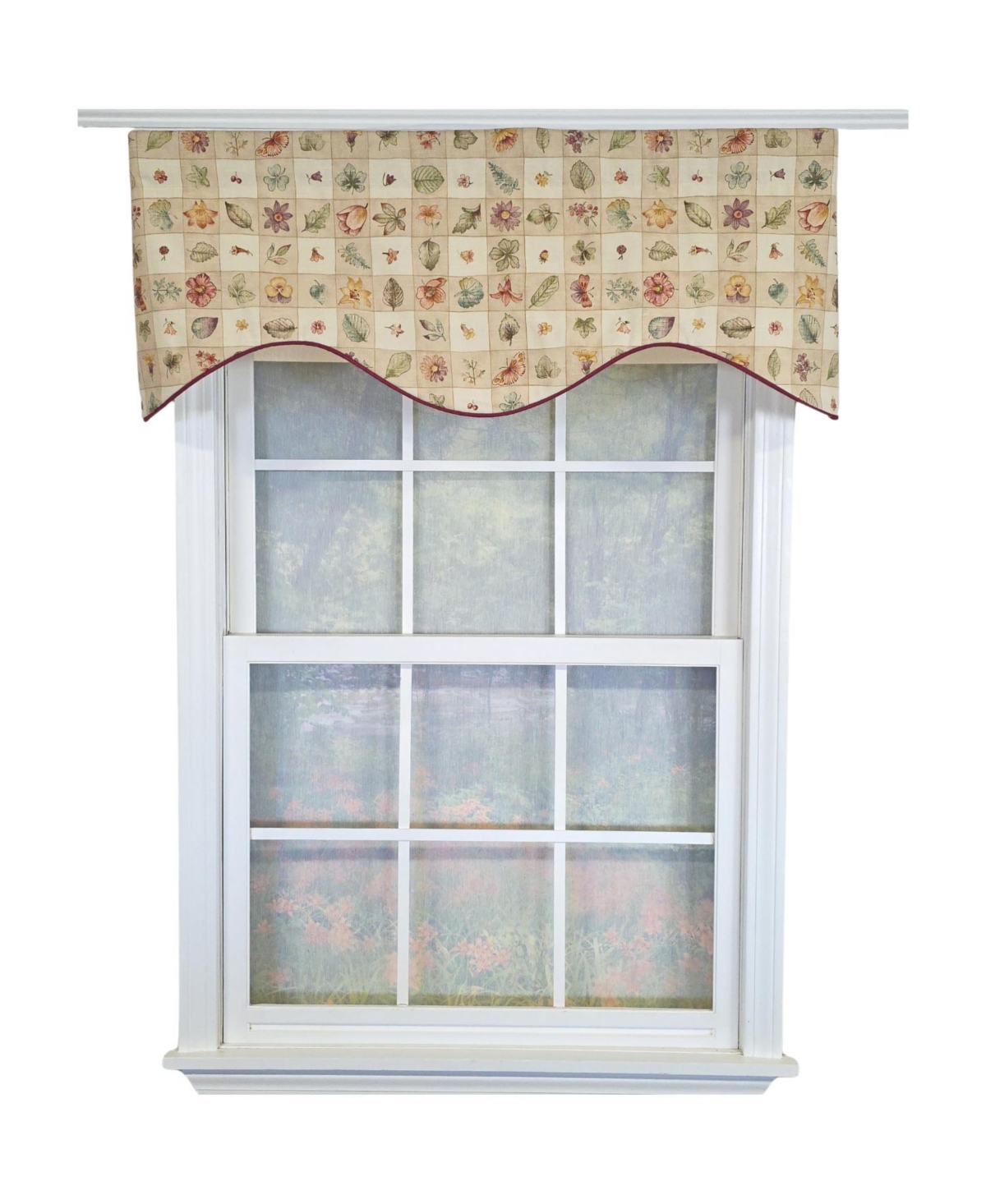 Rlf Home Botanical Cornice Valance - 100% Cotton with Ivory Lining 50" x 17" Beige