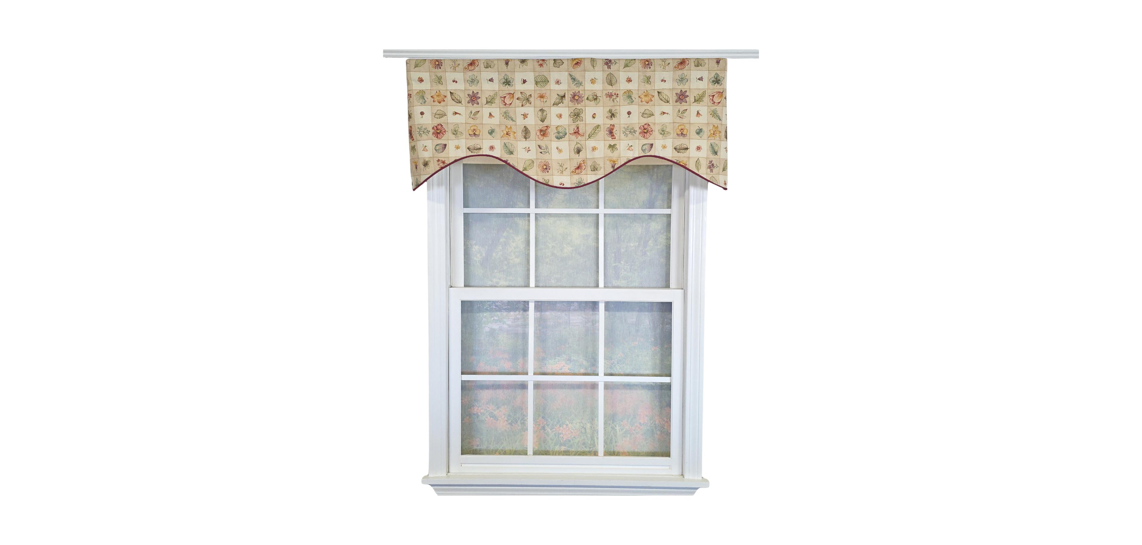 Rlf Home Botanical Cornice Valance - 100% Cotton with Ivory Lining 50" x 17" Beige