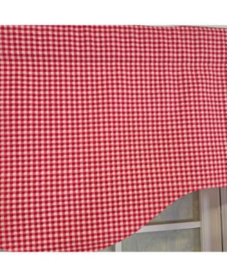 Cherry Check Cornice Valance - 100% Cotton with Ivory Lining 50" x 17"  Red