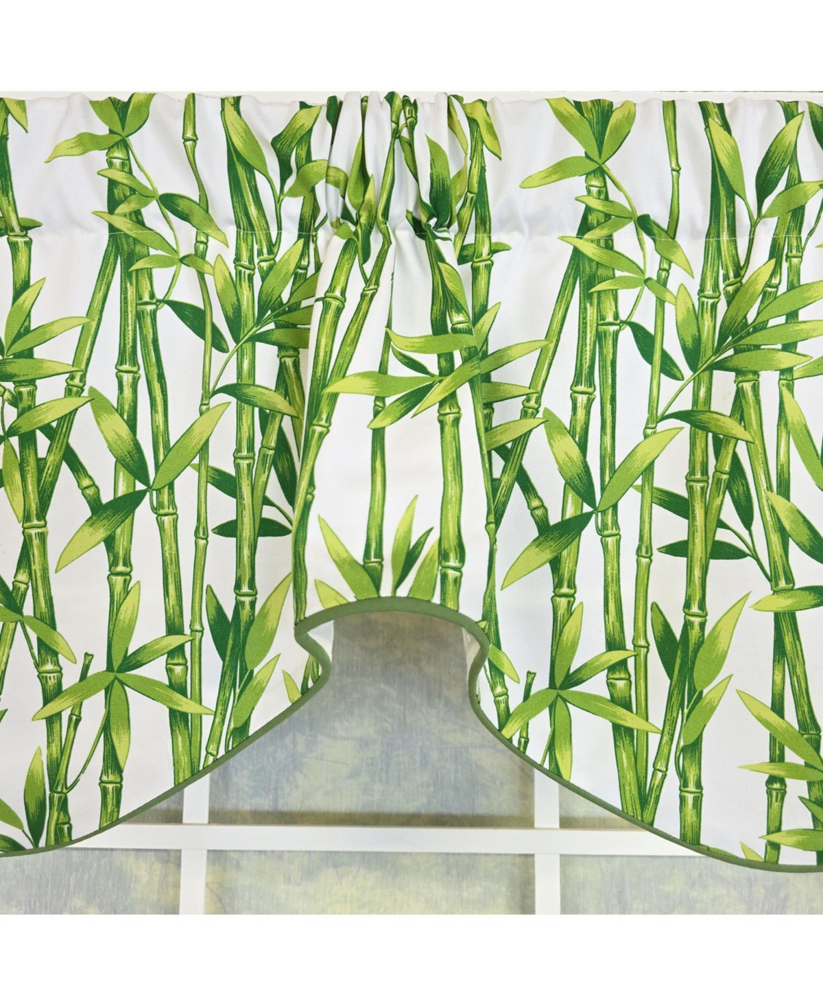 Rlf Home 100% Cotton Bamboo Fluted Fully lined Windows Rod Pocket Valance 65" x 16" Green