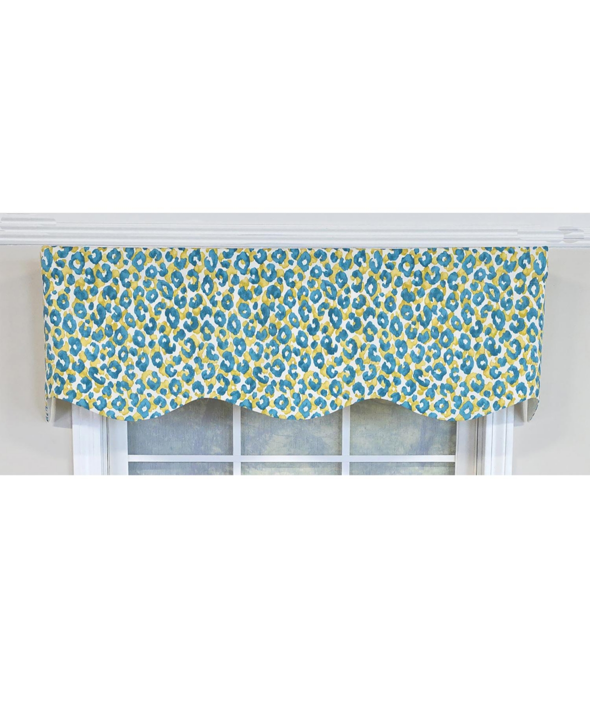Rlf Home 100% Cotton Marrakesh Provance Fully lined Windows Rod Pocket Valance 50" x 15" Green
