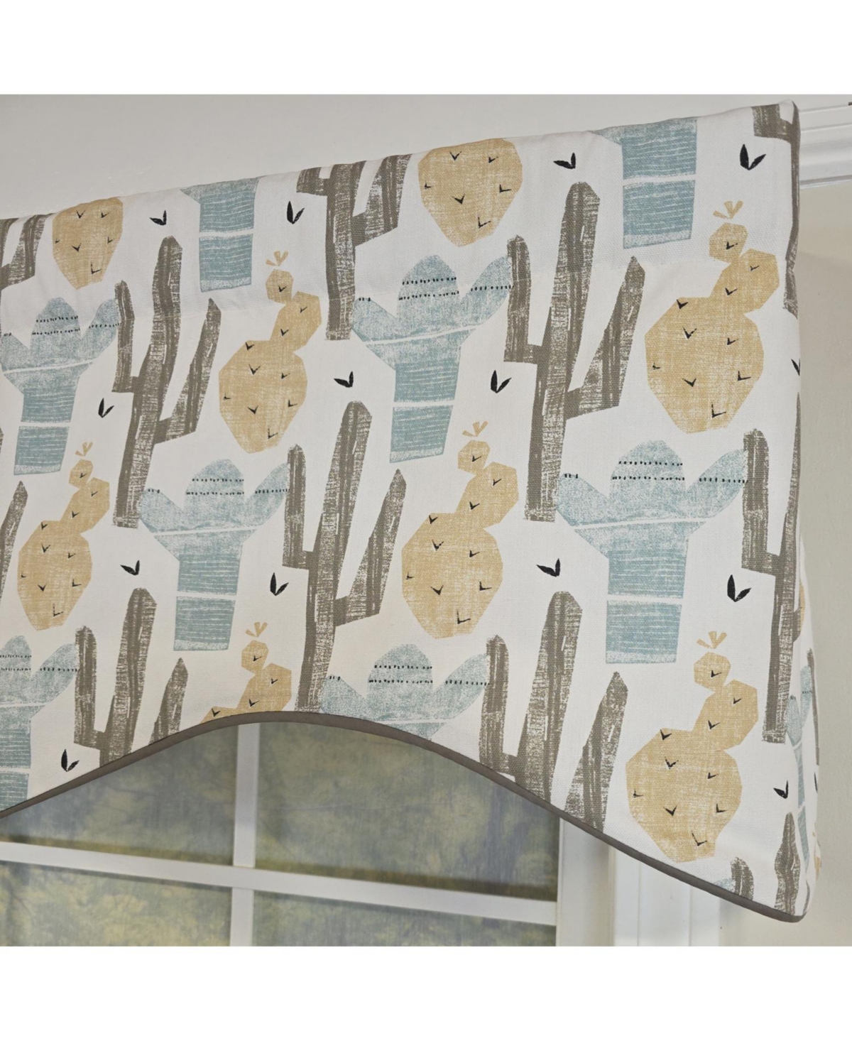 Rlf Home 100% Cotton Arizona Cornice Fully lined Windows Rod Pocket Valance 50" x 17" Natural