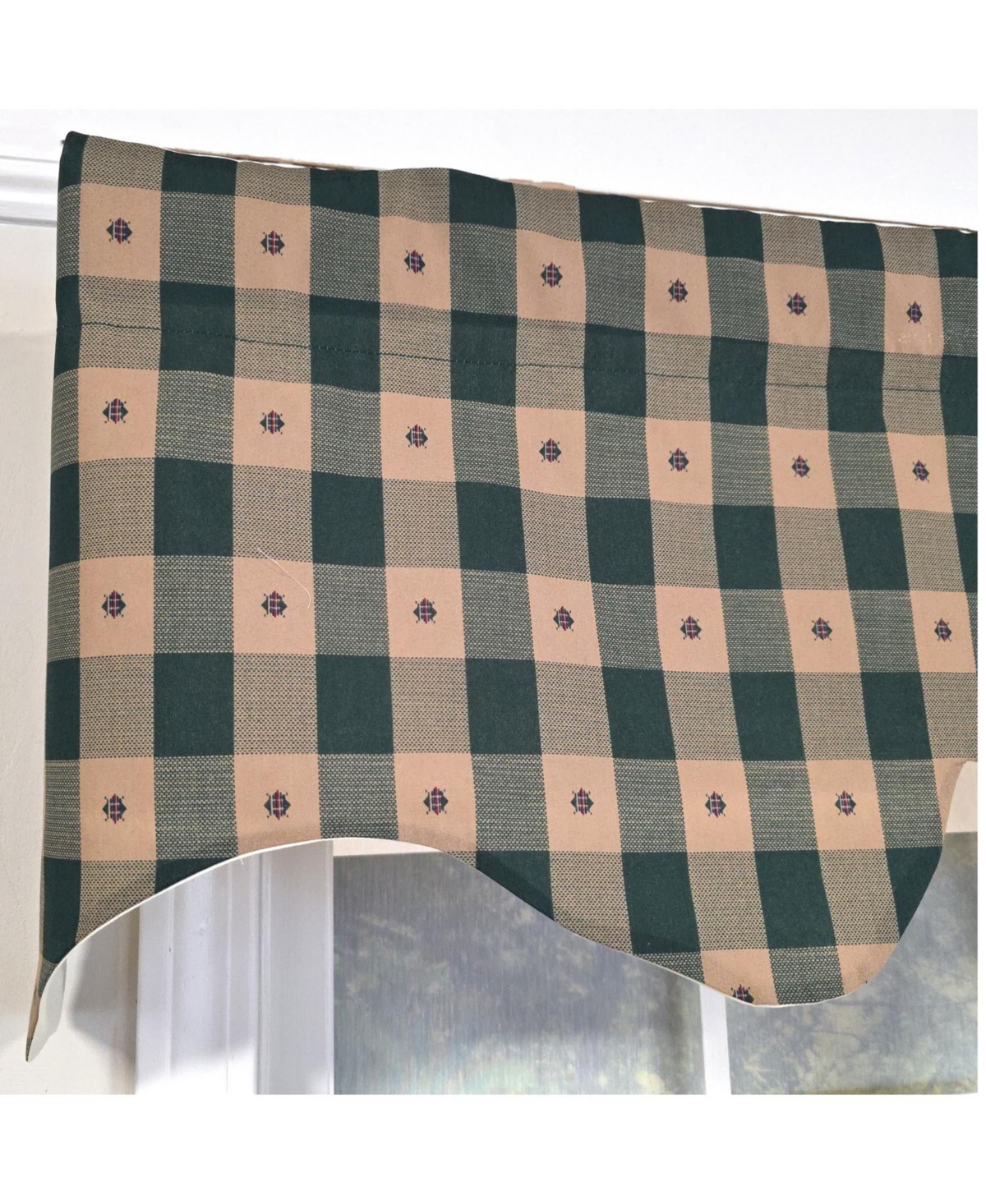 Rlf Home 100% PolyesterCollette Squares Shaped Fully lined Windows Rod Pocket Valance 51" x 15" Green