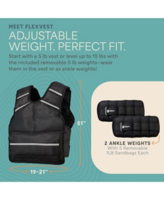 2-in-1 Adjustable Weighted Vest + Ankle Weights (15 & 20lbs) – Reflective Training Vest with Phone Pocket