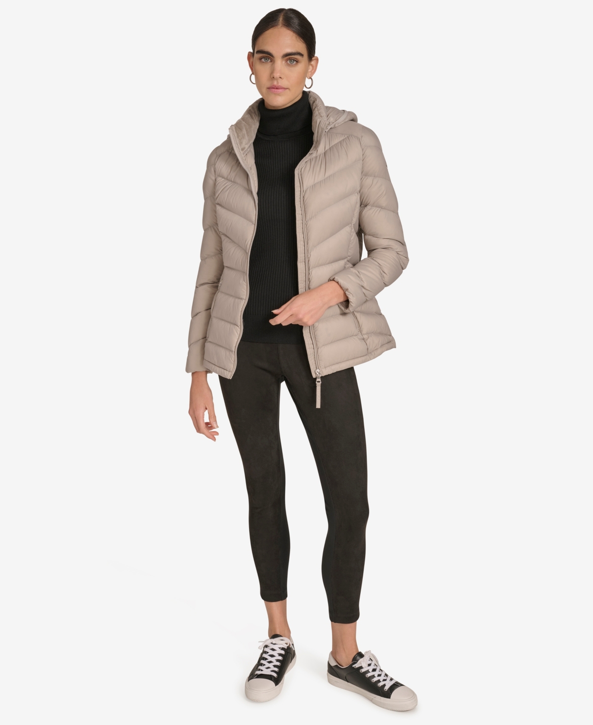 Calvin Klein Women's Short Faux Fur Collar Puffer Jacket