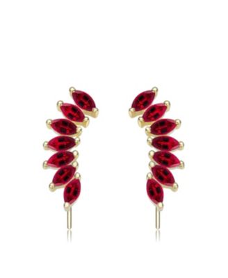 Sterling Silver Spiky Cubic Zirconia Drop Stud Earrings