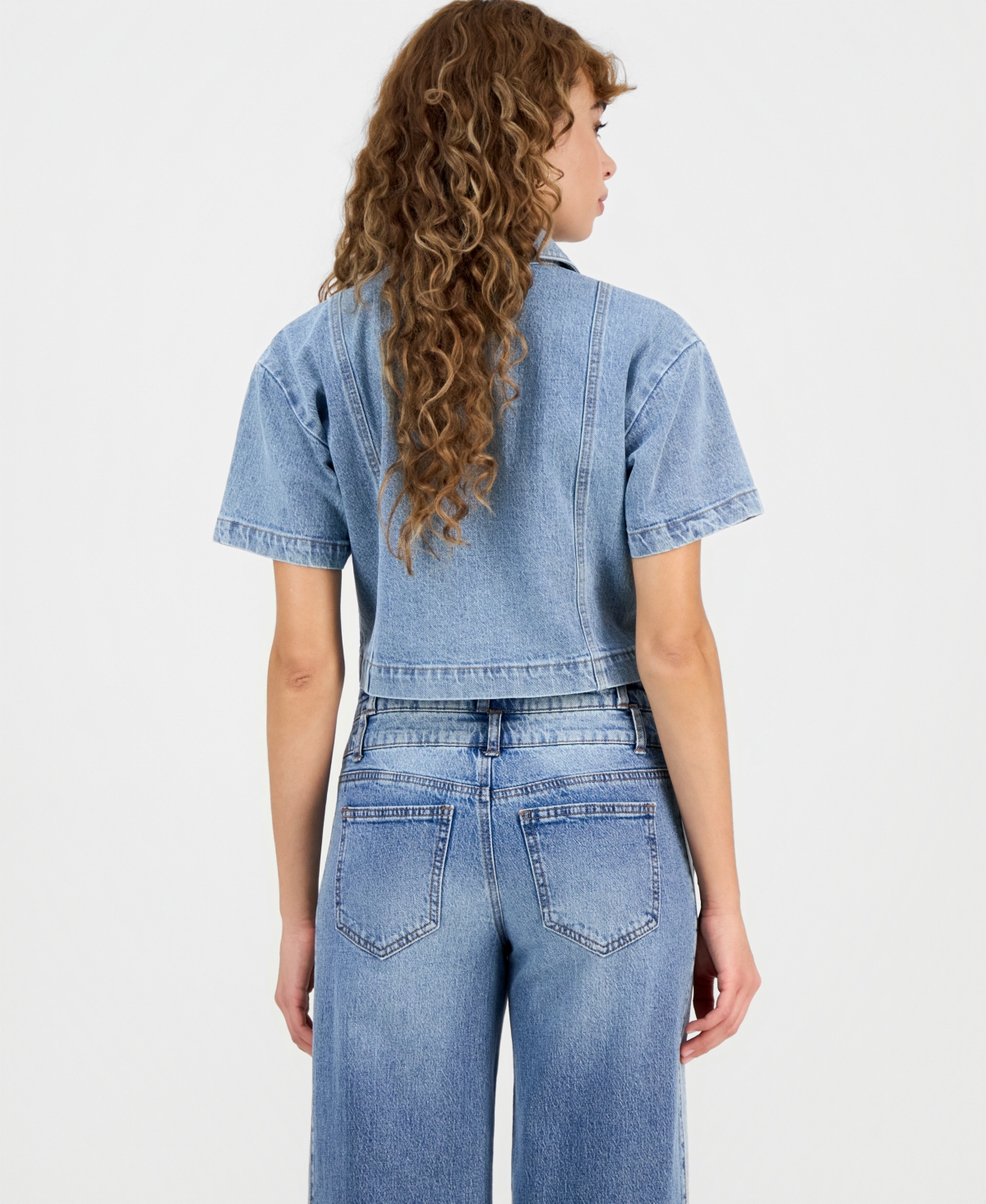 And Now This Petite Short-Sleeve Denim Shirt, Macy's Exclusive