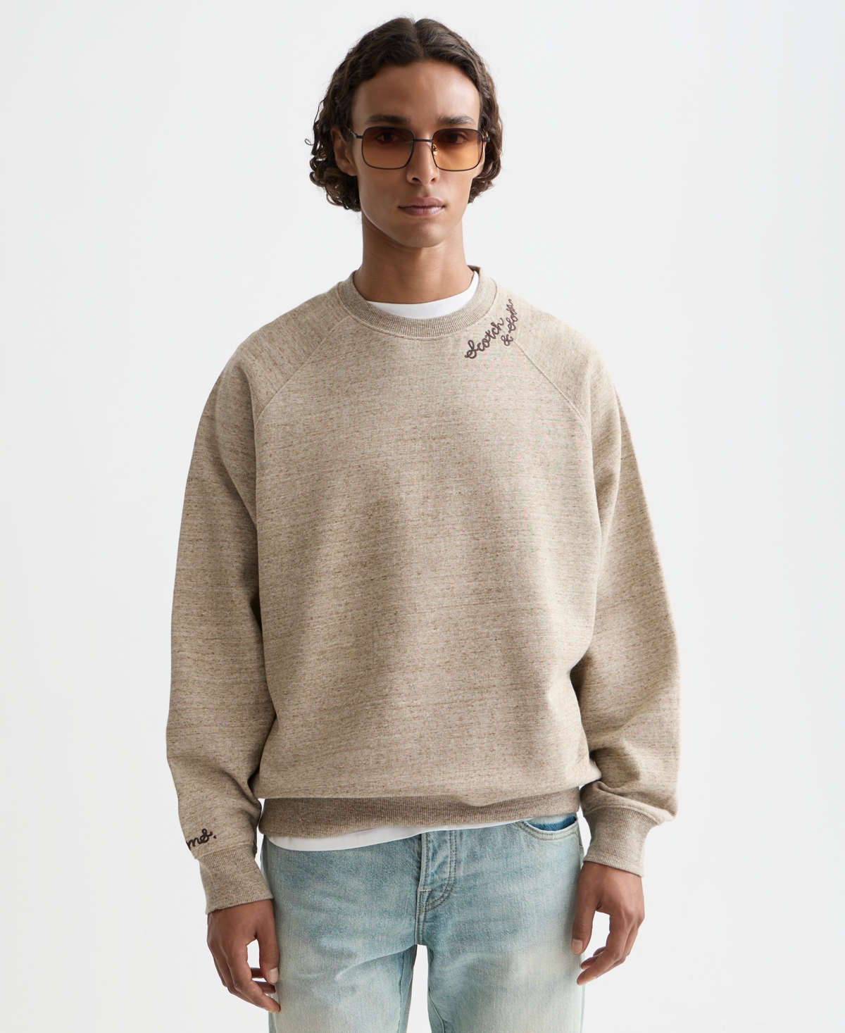 Scotch & Soda Men's Embroidered Long-sleeve Sweatshirt In Neutral