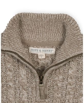 Boys Organic Long Sleeve Half Zip Cable Pullover Sweater