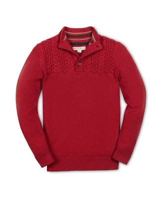 Boys Organic Long Sleeve Mock Neck Sweater with Cable Yoke