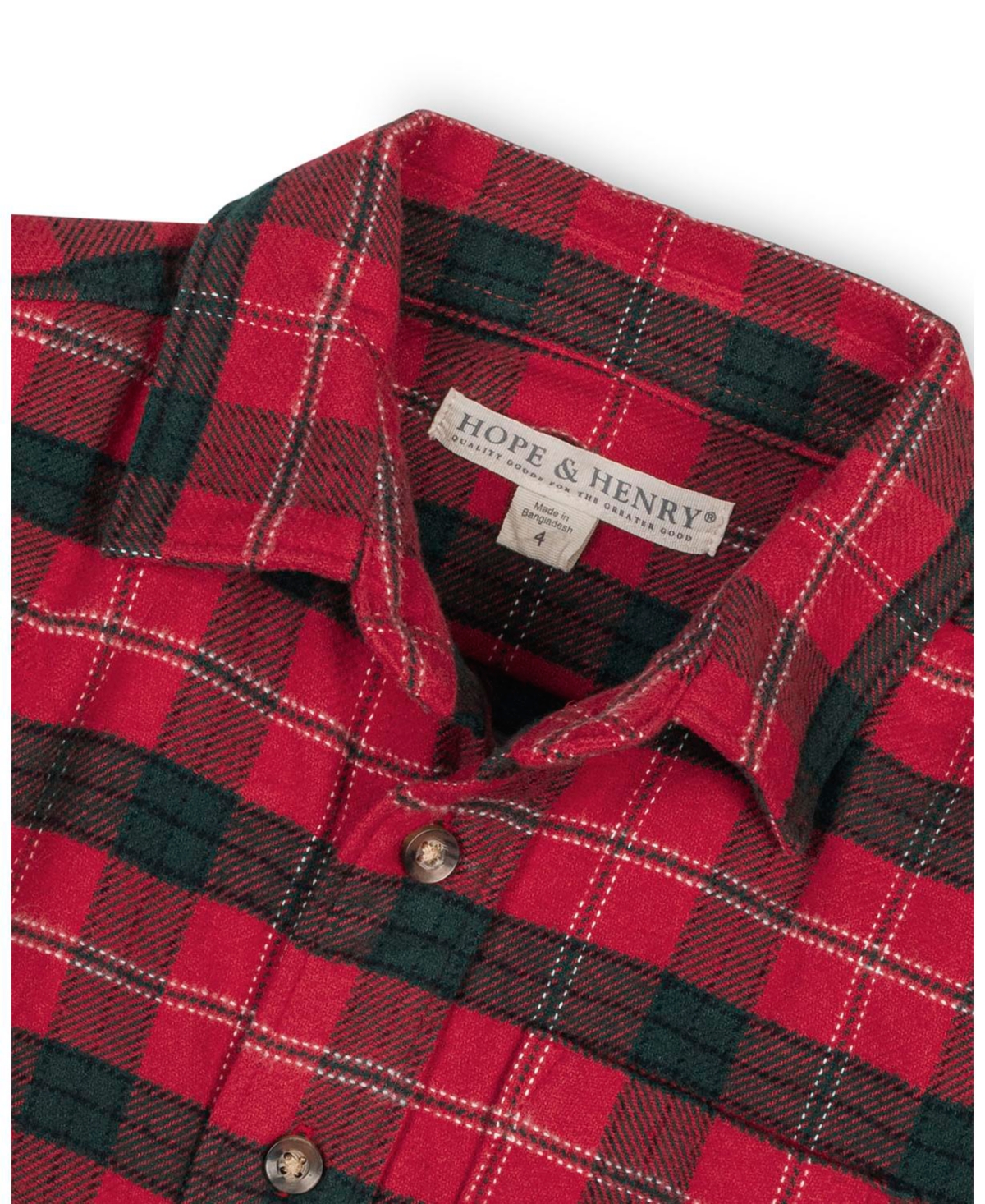 Hope & Henry Boys Organic Long Sleeve Flannel Button Down Shirt