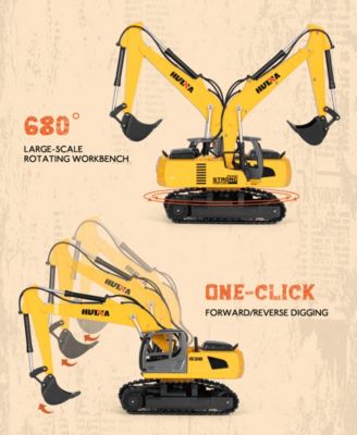 1:24 RC Semi Truck and Excavator Set, 9-Channel Remote Control Construction Vehicles, Detachable Trailer, Dual 2.4GHz Controllers, Gift for Kids 8+