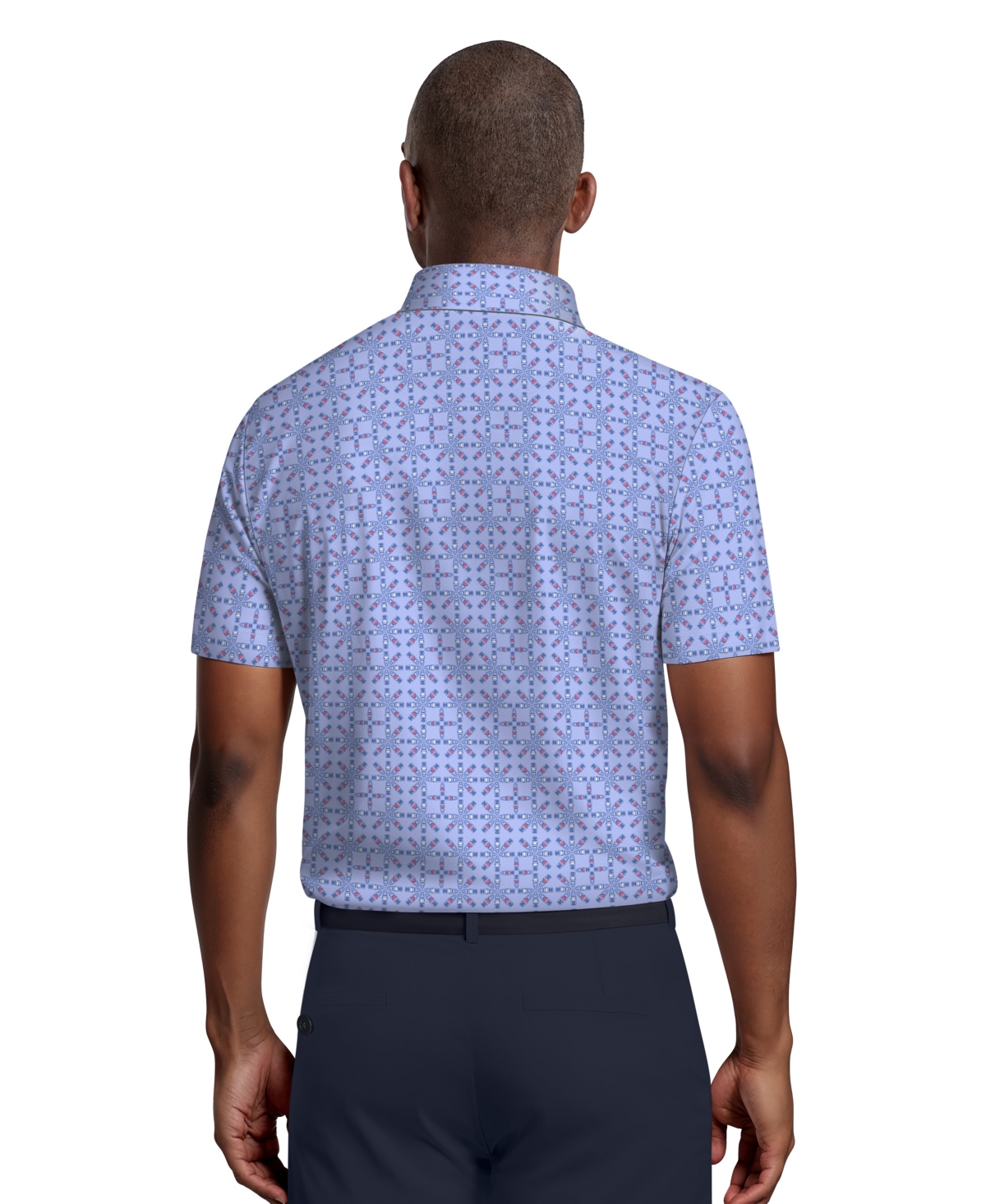 Pga Tour Men's Layered Boat Print Short-Sleeve Golf Polo Shirt