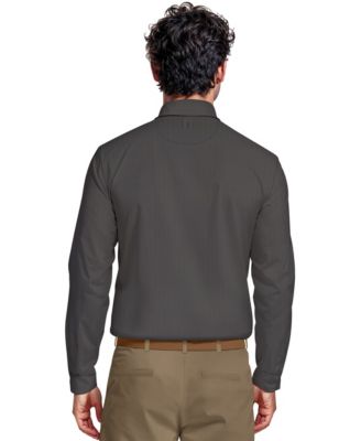 Men's Houndstooth Pattern Long-Sleeve Golf Polo Shirt