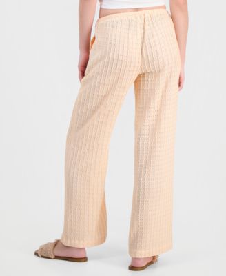 Juniors' Textured Drawstring Beach Pants
