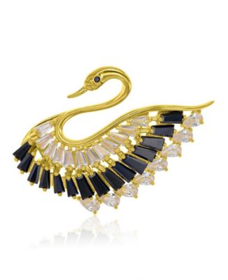 Cubic Zirconia Swan Pin Brooch