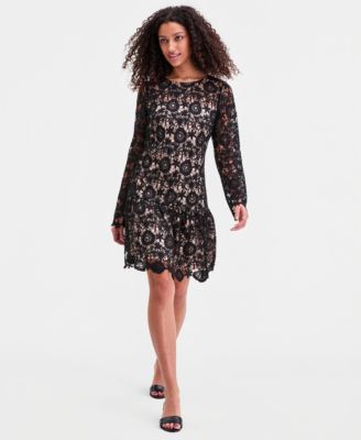 Sam Edelman - Women's Lace Scoop-Back Flounce-Hem Dress