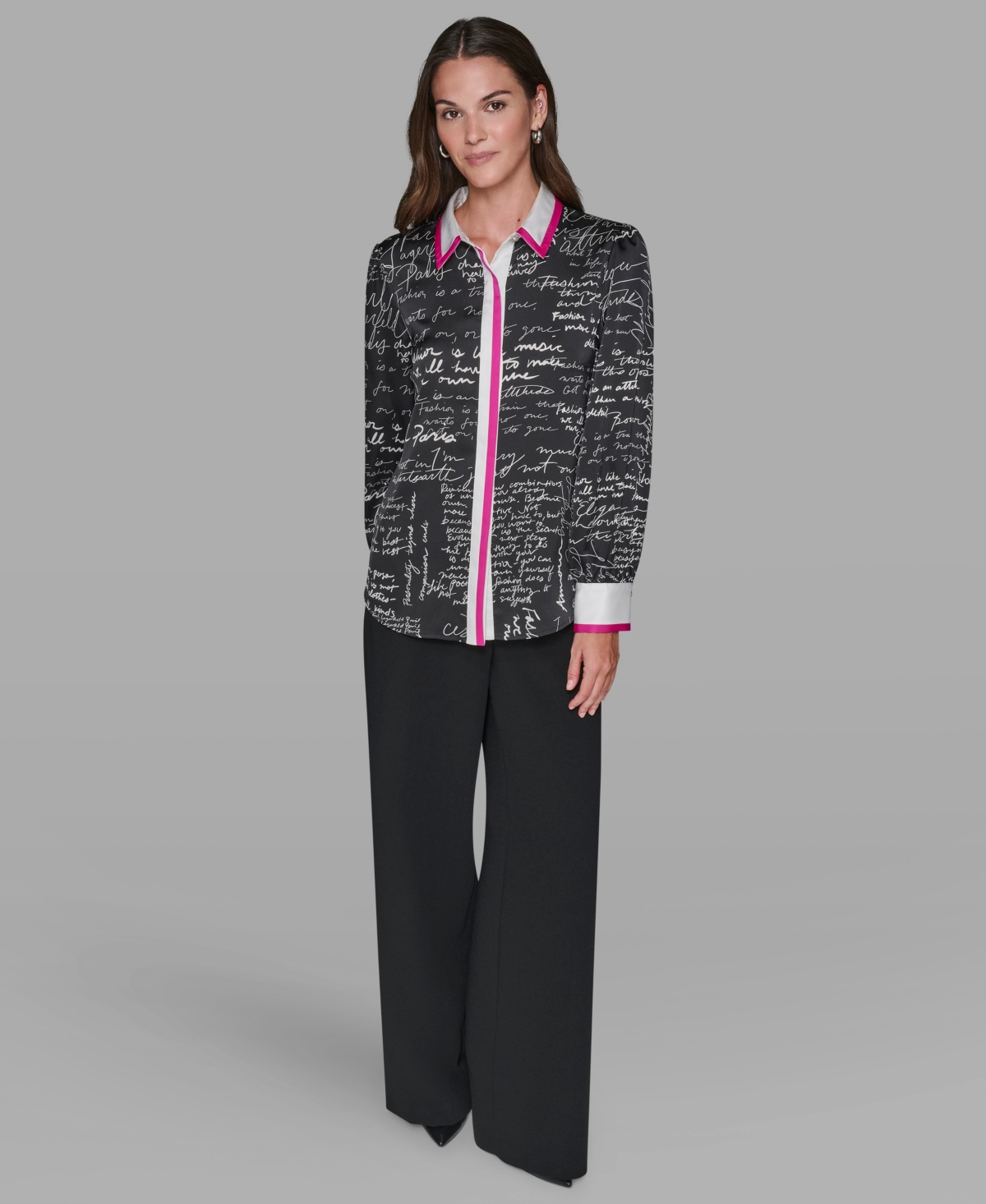 Karl Lagerfeld Women's Script Blouse Top In Multi