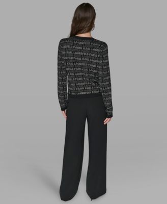 Women's Lurex Logo Cardigan Sweater