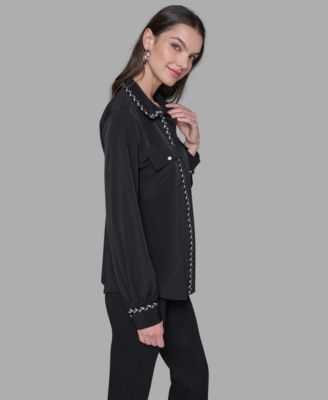 Women's Tweed Collar Top