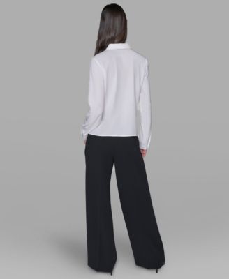 Women's Placed Print Button Down Top