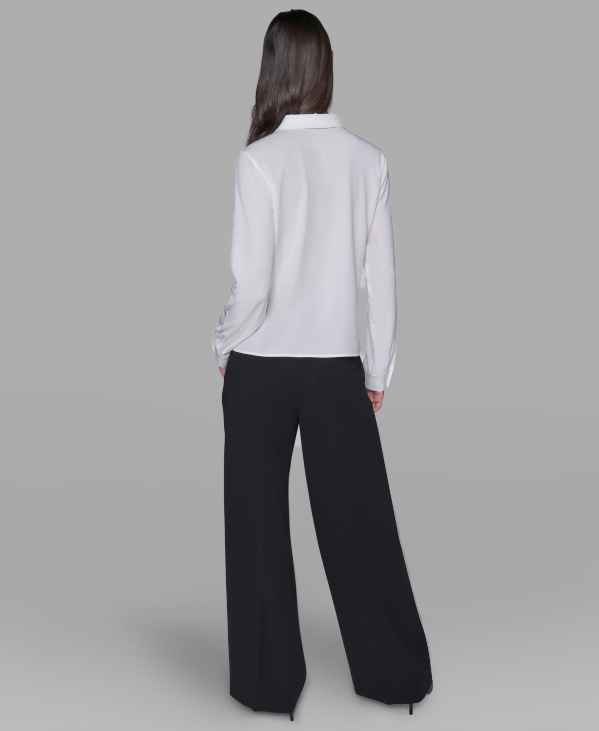 Karl Lagerfeld Women's Placed Print Button Down Top In White