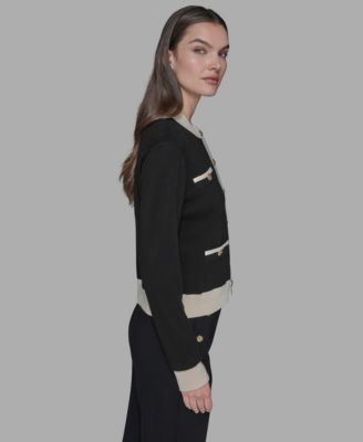 Women's Contrast Trim Crewneck Sweater