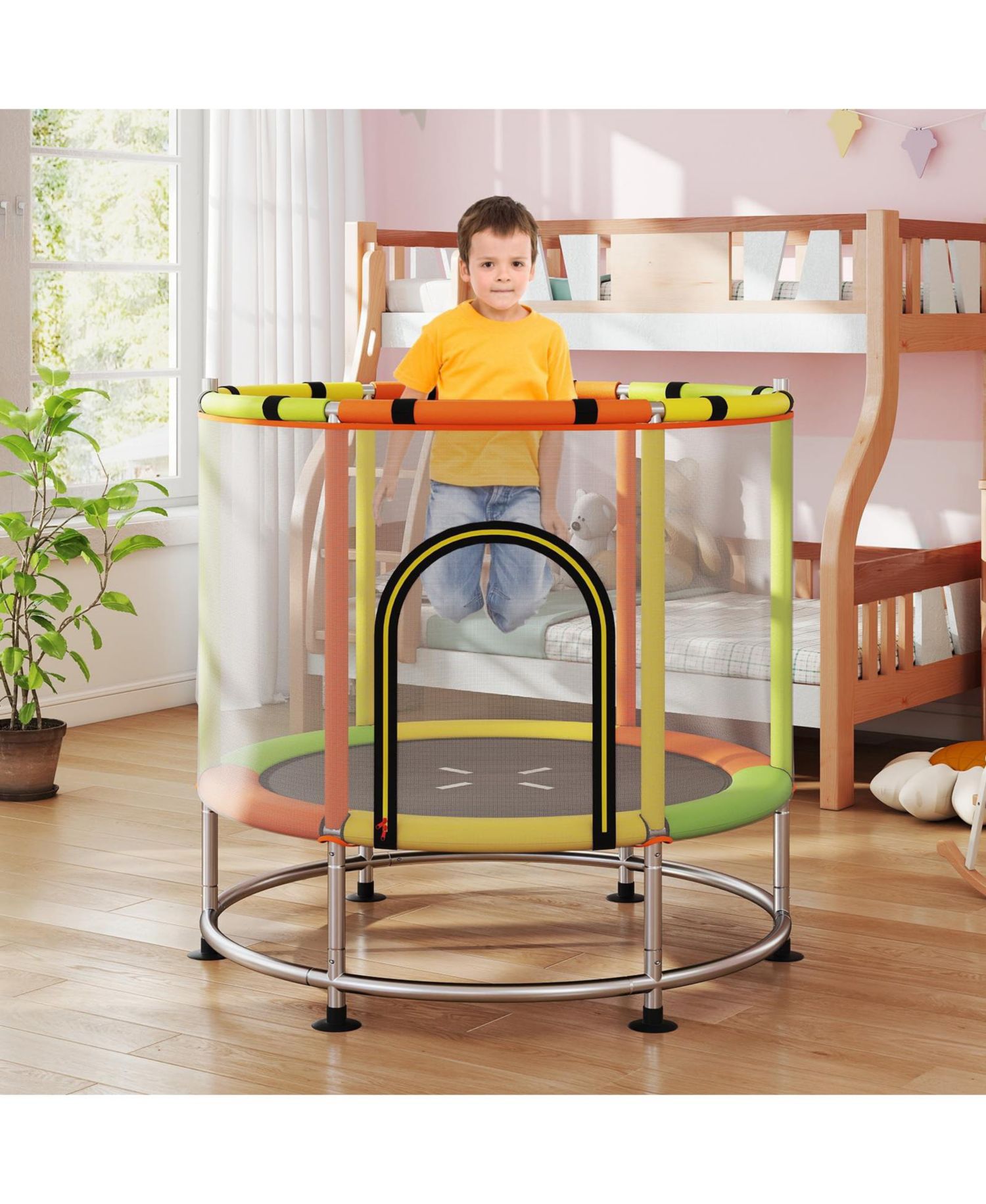 Kids Ages 3-6 6-in-1 Trampoline with Safety Net