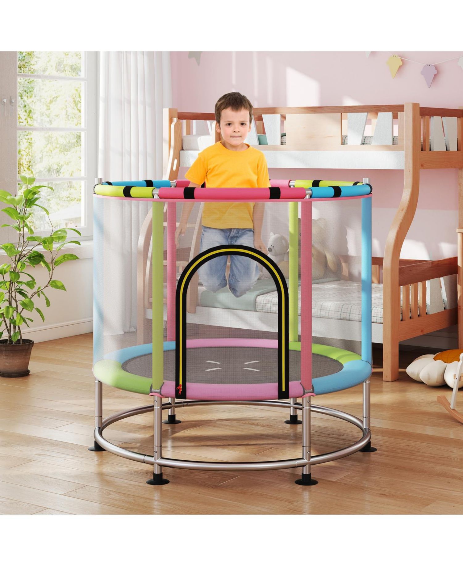 Kids Ages 3-6 6-in-1 Trampoline with Safety Net