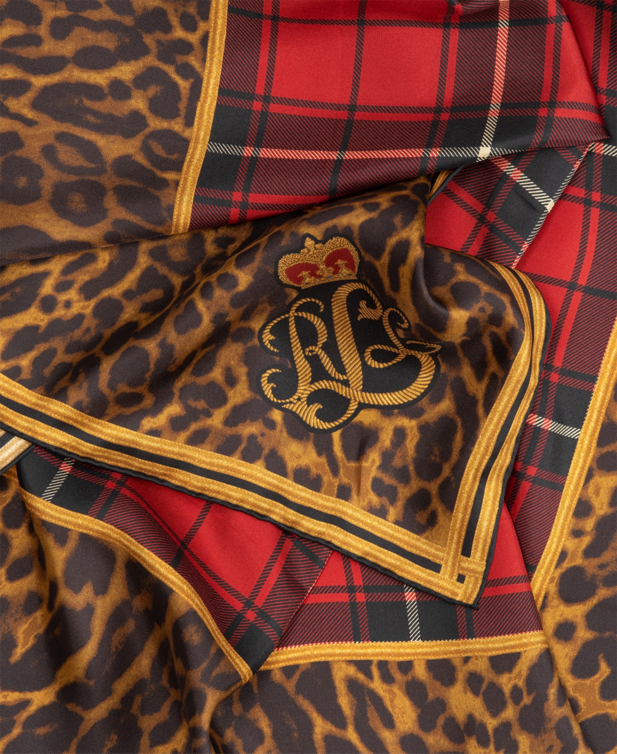 Lauren Ralph Lauren Holiday Plaid Animal Print Scarf