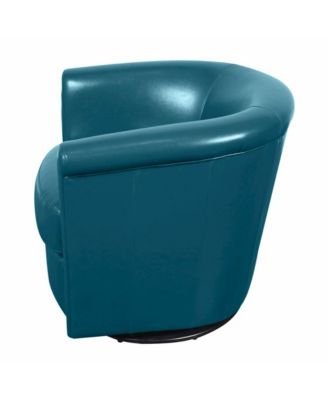 Marvel Contemporary Leather-Look Swivel Accent Chair, Blue