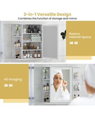Bathroom Wall Cabinet w/ Mirror Modern Medicine Cabinet w/ Mirrored Door