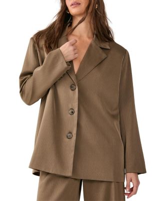 Women's Satin Pleated Oversized Blazer