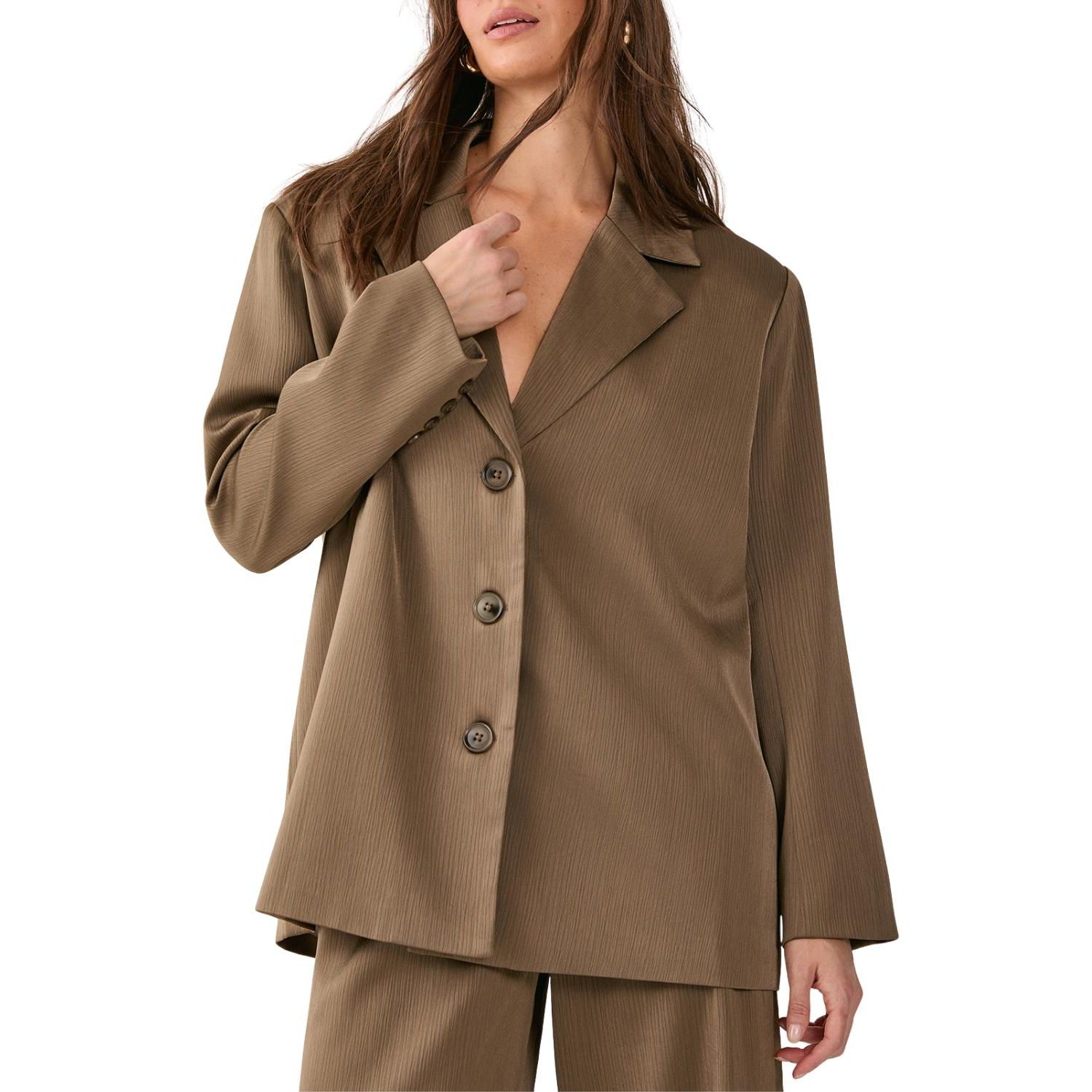 Women's Satin Pleated Oversized Blazer