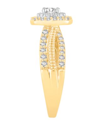 Diamond Halo Engagement Ring (1 ct. t.w.) in 14k Two-Tone Gold
