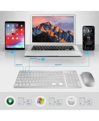 2.4G Wireless Keyboard and Mouse Combo - Dual-mode keyboard & Bluetooth mouse for Laptop, Desktop - Silver suit