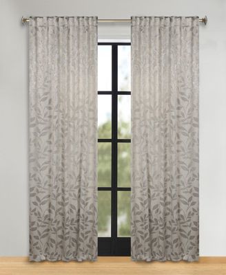 Leaves Modern Bohemian Back Tab Blackout Curtain Set, 52"x 96"
