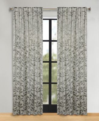 Leaves Modern Bohemian Back Tab Blackout Curtain Set, 52"x 96"