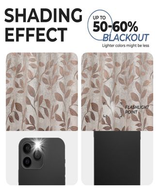 Leaves Modern Bohemian Back Tab Blackout Curtain Set, 52"x 96"