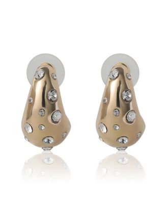 Gold-Tone Pave Polka Dot Sculptural Hoop Earrings