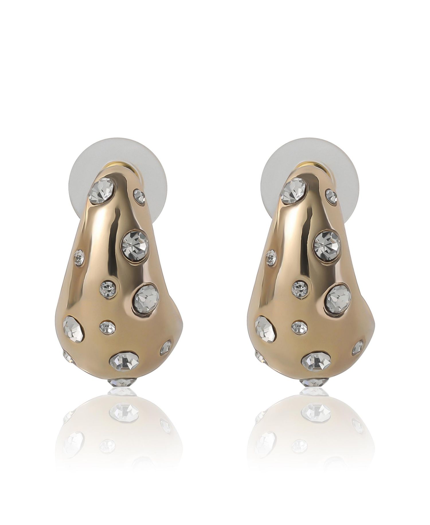 -Tone PavÃ© Polka Dot Sculptural Hoop Earrings
