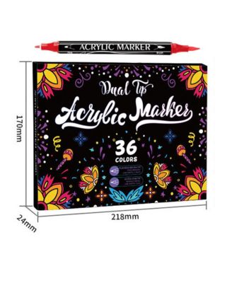 36 Colors Acrylic Paint Markers, Dual Tip with Fine Tip and Brush Tip Pens for Stone, Wood, Ceramic, Metal, Glass, Rock Painting, DIY Crafts