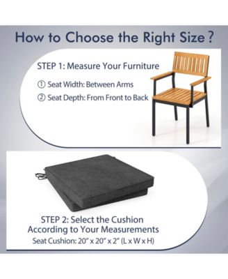 Outdoor Chair Cushion Set of 2 Waterproof Fade-Resistant Olefin Seat Cushions-Gray