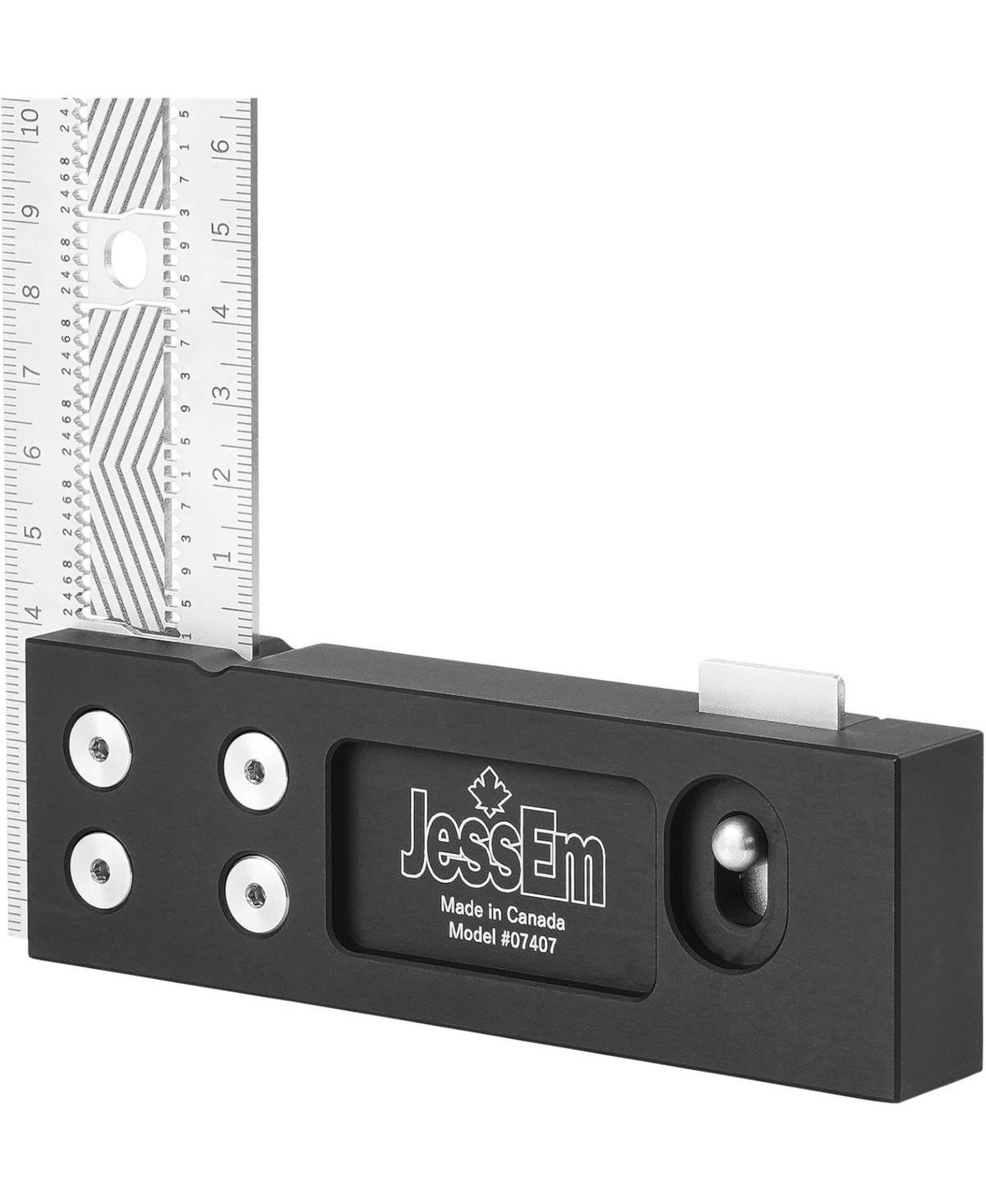JessEm 07408 300mm Stainless Steel Precision Square, Metric Measuring Tool with Flex Grip & Fade-Resistant Markings