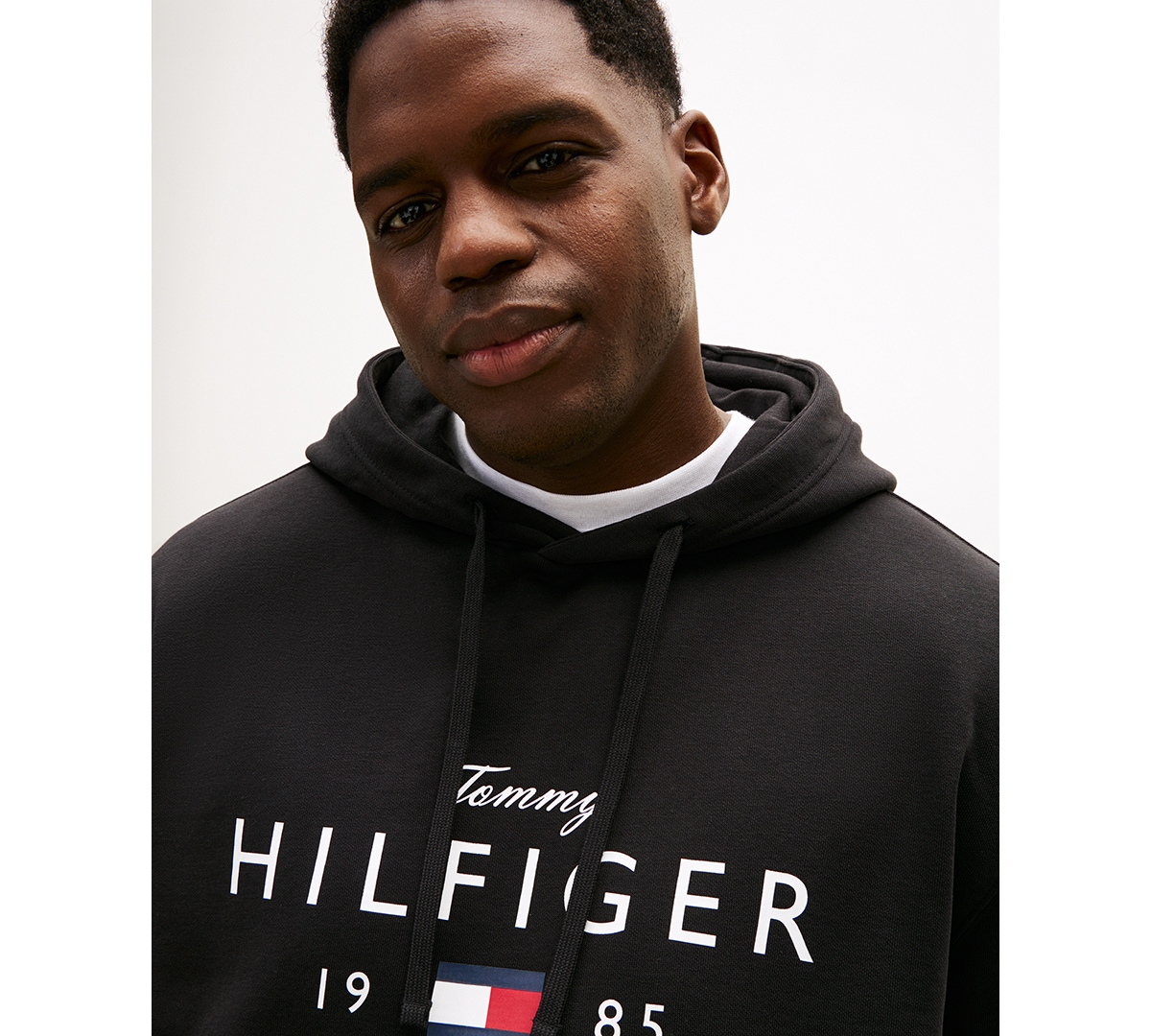 Tommy Hilfiger Men's Big & Tall Regular-fit Hooded Sweatshirt In Black