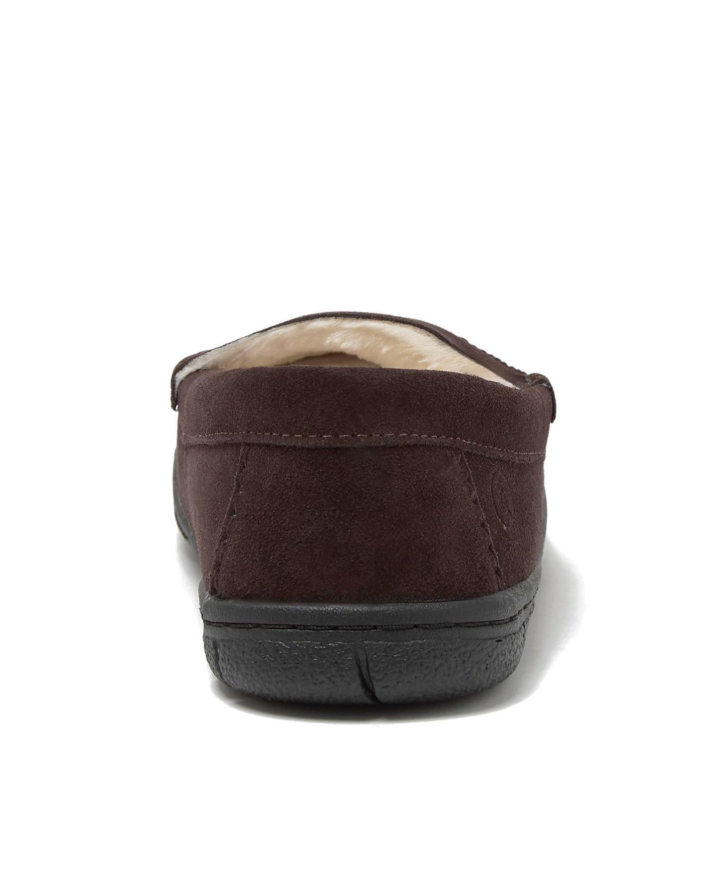 Мужские тапочки Lands' End Wide Width Fuzzy Lined Suede Moccasin Slippers, цвет: Красное дерево замшевый — фото 2