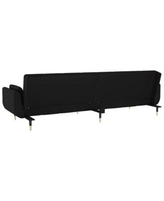 2-Seater Sofa Bed with Two Pillows Black Velvet
