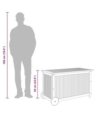 Patio Storage Box with Wheels 35.4"x19.7"x22.8" Solid Wood Acacia